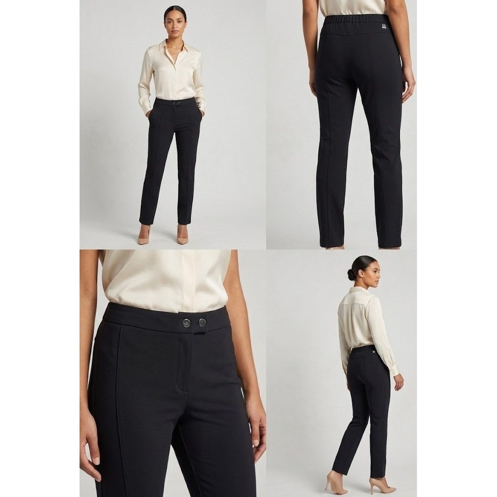 Tristan Ankle Pants Womens 4 Black Logo Flat Front Straight Leg Comfort Outdoor
